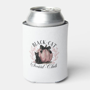 Black Cat Social Club Halloween Pumpkin Spooky Cat Can Cooler