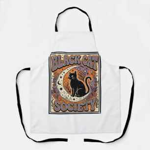 Black Cat Society Cat Black Cat Vintage Vector Art Apron