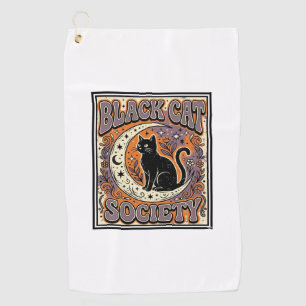 Black Cat Society Cat Black Cat Vintage Vector Art Golf Towel