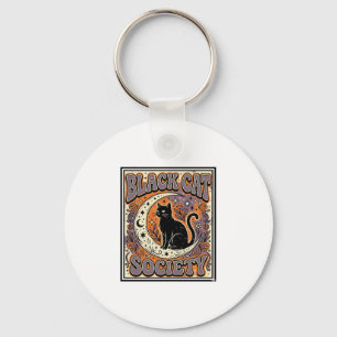 Black Cat Society Cat Black Cat Vintage Vector Art Key Ring