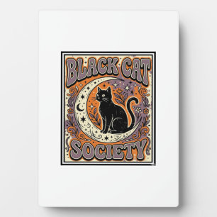 Black Cat Society Cat Black Cat Vintage Vector Art Plaque