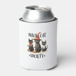 Black Cat Society Cute Halloween Black Cat Witch H Can Cooler
