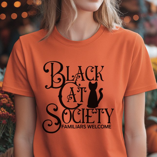 Black Cat Society Halloween T-Shirt (Fun Black Cat Society Halloween Tshirt)