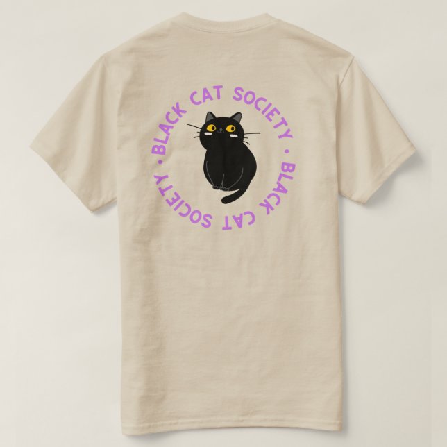 Black Cat Society T-shirt in Purple (Design Back)