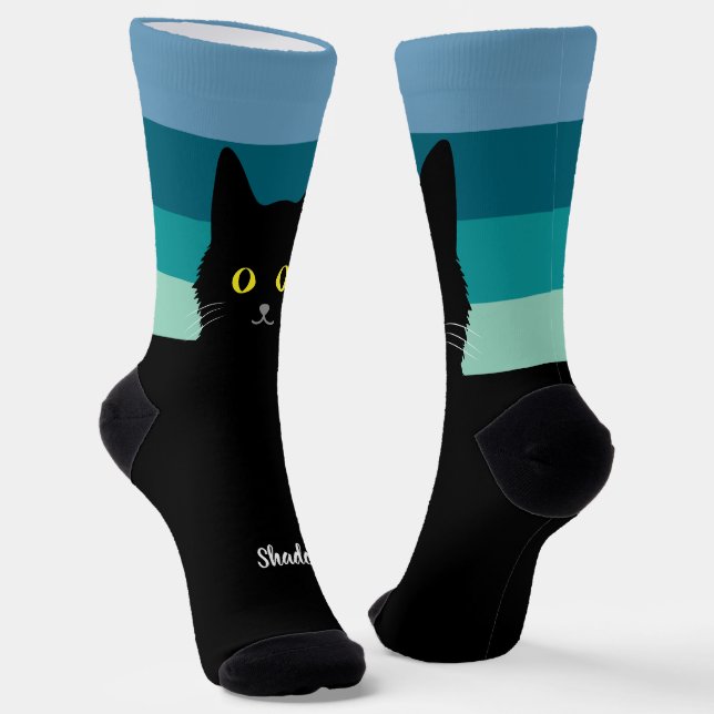 Black Cat Socks Gift for Cat Lovers - Many Colours (Angled)