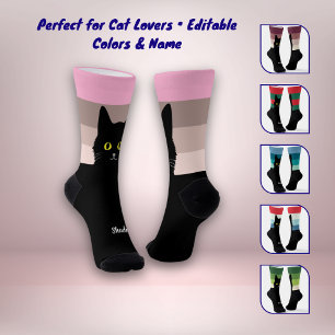 Black Cat Socks Gift for Cat Lovers - Many Colours