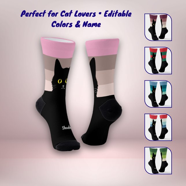 Black Cat Socks Gift for Cat Lovers - Many Colours (The cutest Black Cat Gift, BLack Cat Socks For Cat Lovers)