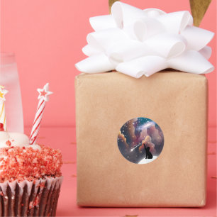 Black Cat Space Shooting Star Classic Round Sticker