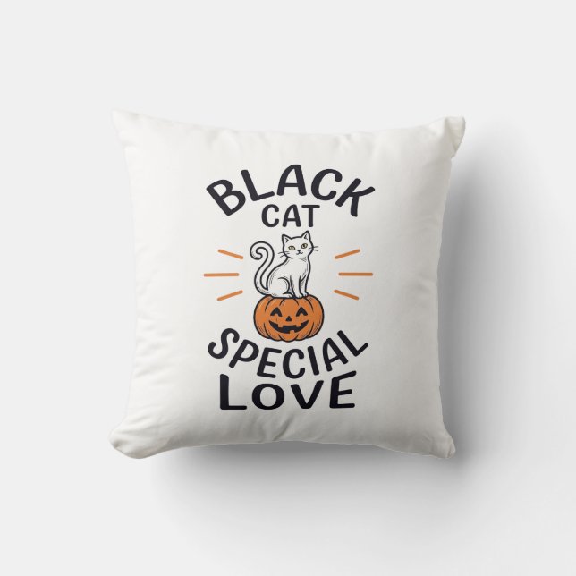 Black Cat Special Love Halloween Cat Vector Design Cushion (Front)