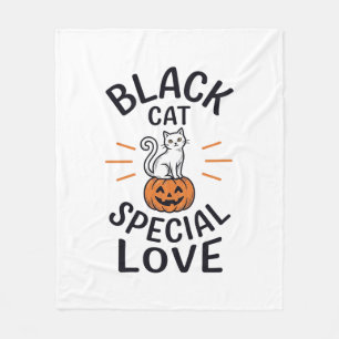 Black Cat Special Love Halloween Cat Vector Design Fleece Blanket