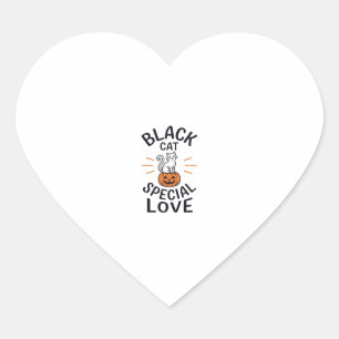 Black Cat Special Love Halloween Cat Vector Design Heart Sticker