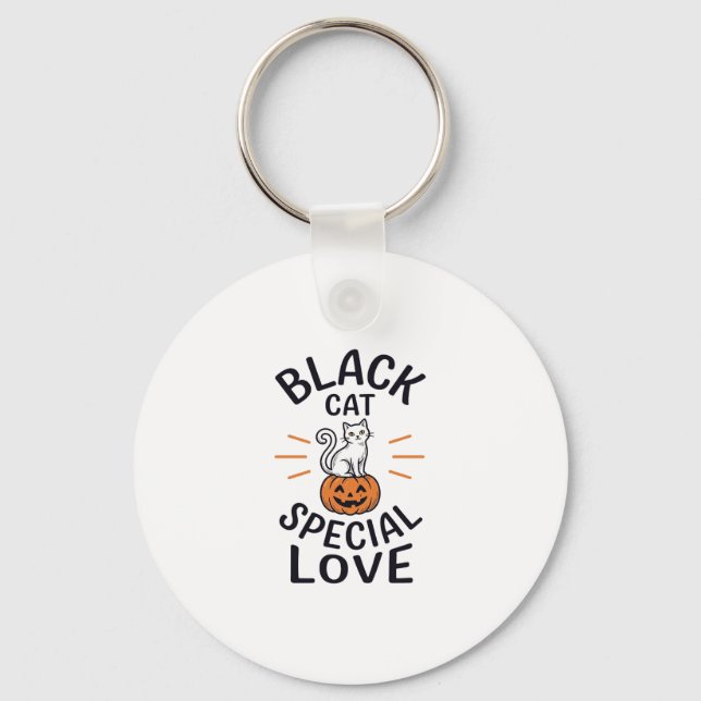 Black Cat Special Love Halloween Cat Vector Design Key Ring (Front)