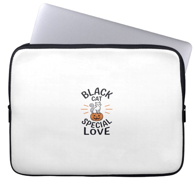Black Cat Special Love Halloween Cat Vector Design Laptop Sleeve (Front)