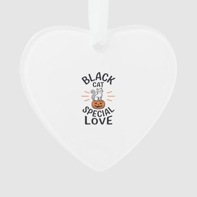 Black Cat Special Love Halloween Cat Vector Design Ornament (Front)