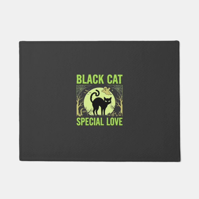 Black Cat Special Love Halloween Graphic Doormat (Front)
