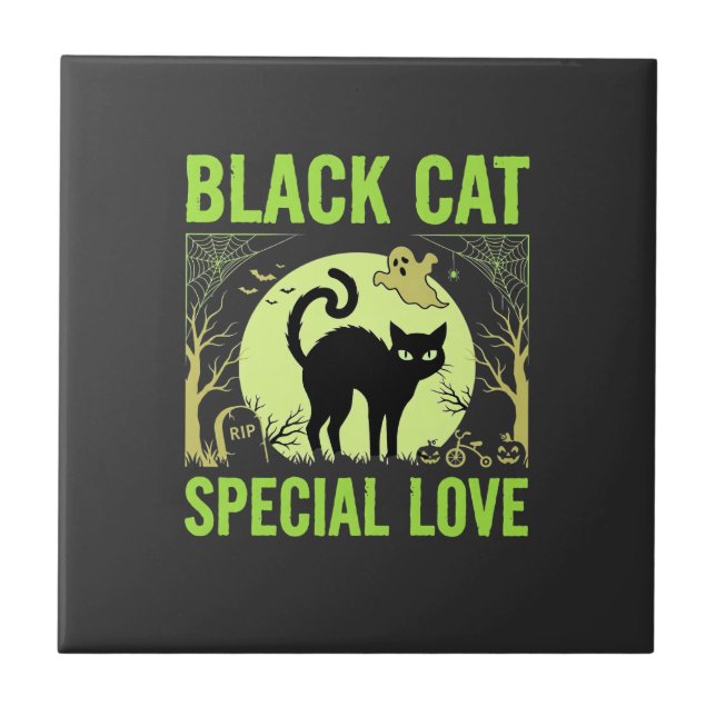 Black Cat Special Love Halloween Graphic Tile (Front)