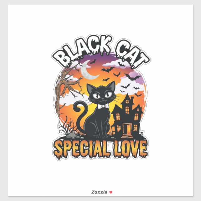 Black Cat Special Love Halloween Haunted House Bat (Sheet)