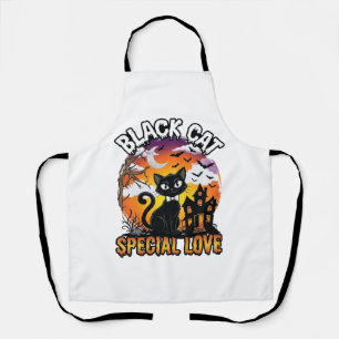 Black Cat Special Love Halloween Haunted House Bat Apron