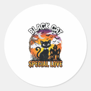 Black Cat Special Love Halloween Haunted House Bat Classic Round Sticker