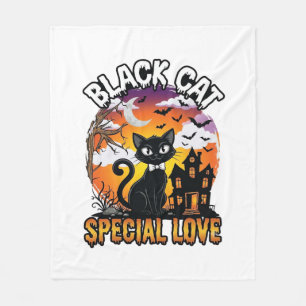 Black Cat Special Love Halloween Haunted House Bat Fleece Blanket