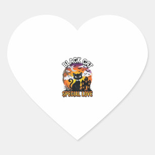 Black Cat Special Love Halloween Haunted House Bat Heart Sticker