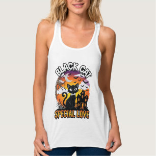 Black Cat Special Love Halloween Haunted House Bat Singlet