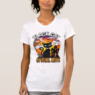 Black Cat Special Love Halloween Haunted House Bat T-Shirt