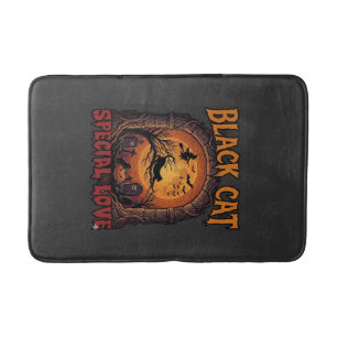 Black Cat Special Love Halloween Moon Witch Pumpki Bath Mat