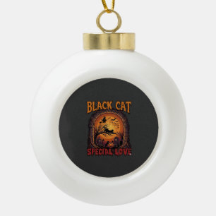 Black Cat Special Love Halloween Moon Witch Pumpki Ceramic Ball Christmas Ornament