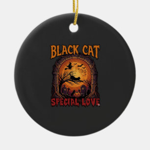 Black Cat Special Love Halloween Moon Witch Pumpki Ceramic Tree Decoration