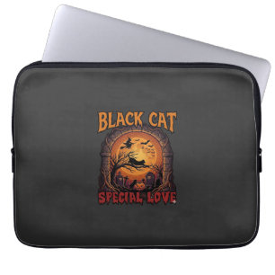 Black Cat Special Love Halloween Moon Witch Pumpki Laptop Sleeve