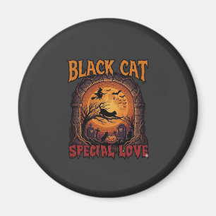 Black Cat Special Love Halloween Moon Witch Pumpki Magnet