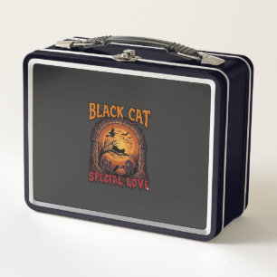 Black Cat Special Love Halloween Moon Witch Pumpki Metal Lunch Box