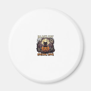 Black Cat Special Love Halloween Pumpkin Full Moon Magnet