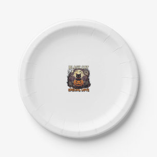 Black Cat Special Love Halloween Pumpkin Full Moon Paper Plate
