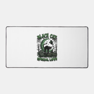 Black Cat Special Love Haloween Crescent Moon Ghos Desk Mat
