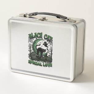 Black Cat Special Love Haloween Crescent Moon Ghos Metal Lunch Box