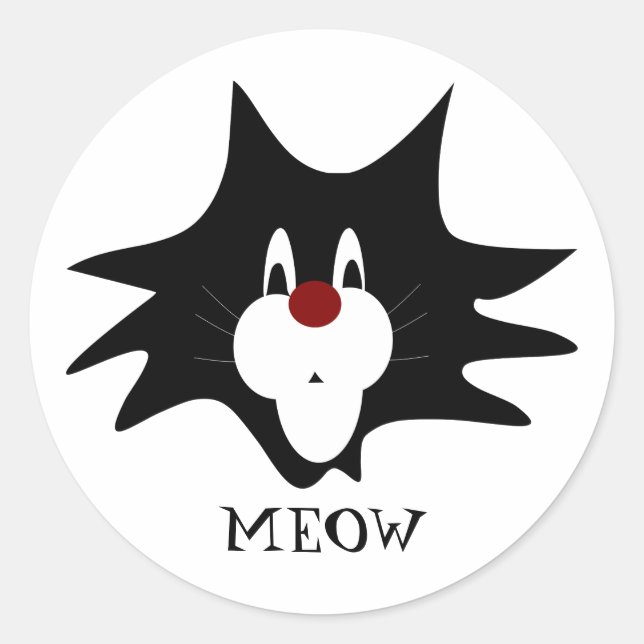 Black Cat Splat Classic Round Sticker (Front)
