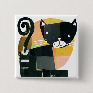 Black Cat Spooks 15 Cm Square Badge