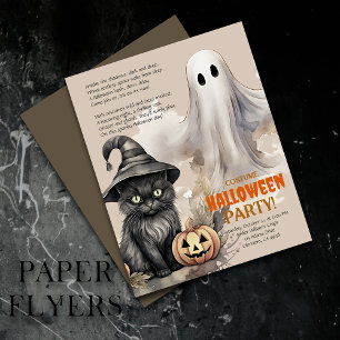 Black Cat   Spooky Ghost Halloween Poem Invitation Flyer