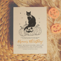 Black Cat Spooky Halloween Pumpkin Birthday Party