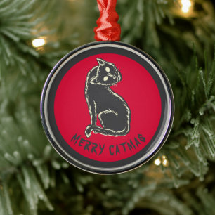 Black Cat Spooky Horror Metal Tree Decoration