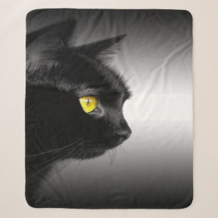 Black Cat Spot Sherpa Blanket