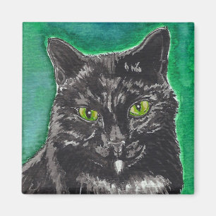 Black Cat Square Magnet
