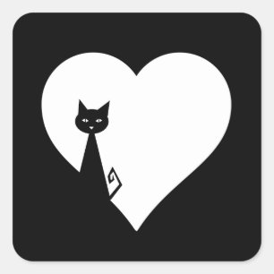 Black Cat Square Sticker