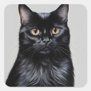 Black Cat Square Sticker