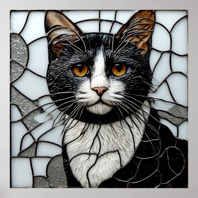 Black cat stained glass poster (Front)