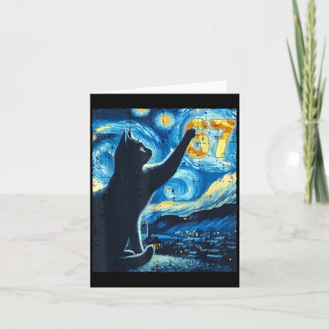 Black Cat Starry Night Van Gogh Cat 67 Six Seven M Card (Front)