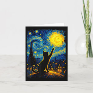 Black Cat Starry Night Van Gogh Cat, Cat Mum, Cat  Card