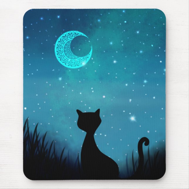 black cat Starry sky Mouse Pad (Front)